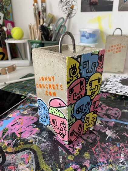 Personalised birthday present doorstop with age and initial